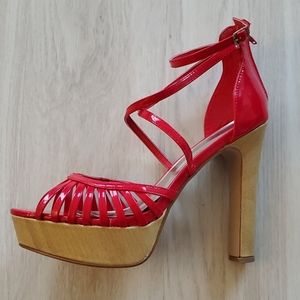 Red Patent leather Strappy heels- Never worn!!
